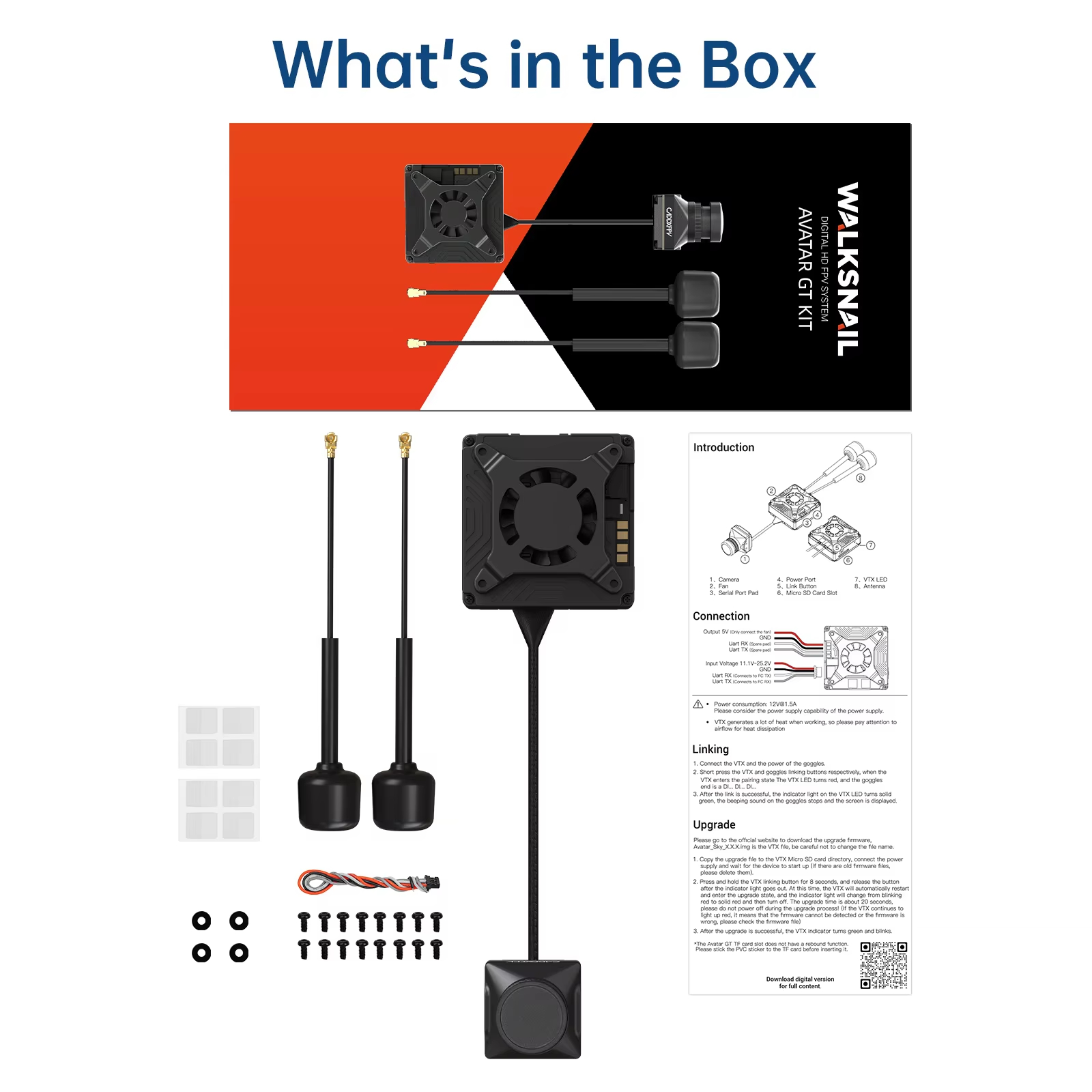 Drone Kit Fpv - Caddx Walksnail Avatar GTキット | 最大2W出力、VTX、Gyroflow、1080P、100fps、Starvis